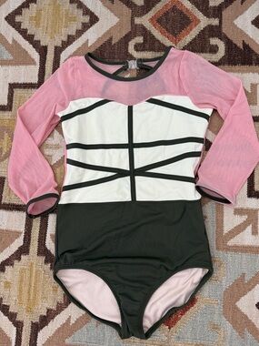Tiger Friday pink and green long-Sleeve Women’s Mesh leotard